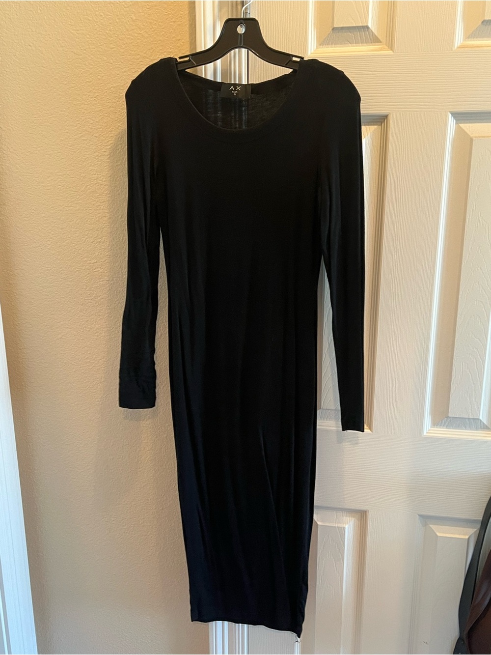 A/X Armani Exchange Black Long-Sleeve Midi Bodycon Dress